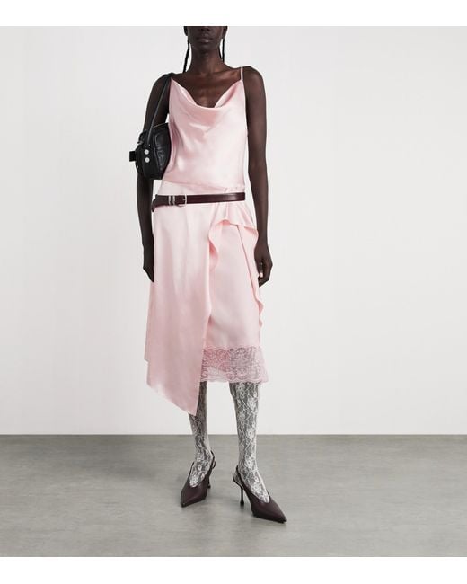 Acne Pink Satin Layered Midi Dress