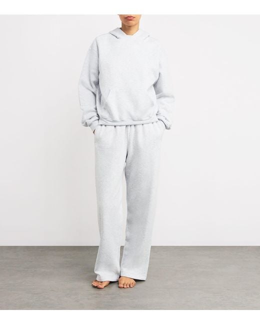 Skims White Cotton-Blend Fleece Straight Sweatpants