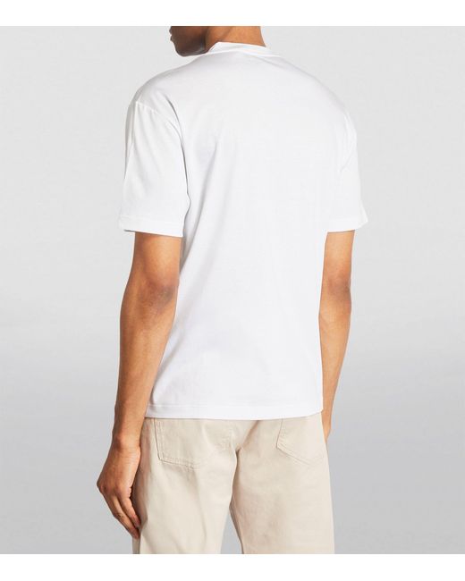 Giorgio Armani White Embroidered Logo T-shirt for men