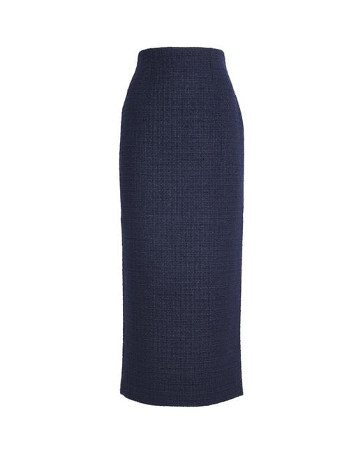 Roland Mouret Blue Bouclé Midi Skirt