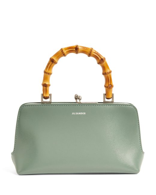 Jil Sander Green Mini Goji Bamboo-Handle Bag