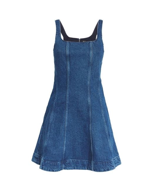 Maje Blue Denim Flared Mini Dress