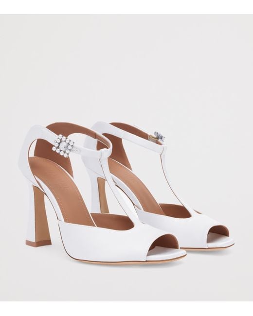 Malone Souliers White Satin Nomi Sandals 90