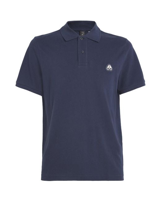 Moose Knuckles Blue Logo Polo Shirt for men