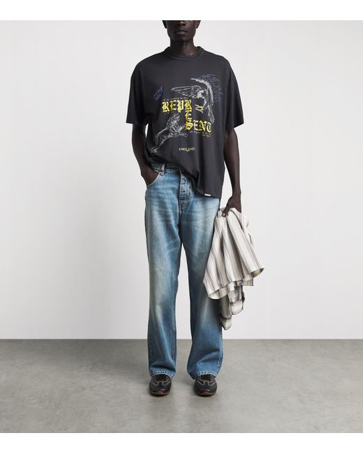 Represent Black Cotton Enemy Graphic T-Shirt for men