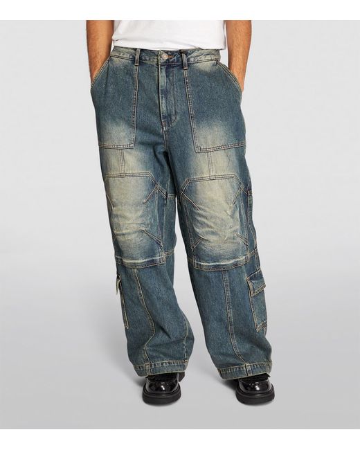 Juun.J Blue Wide-leg Cargo Jeans for men