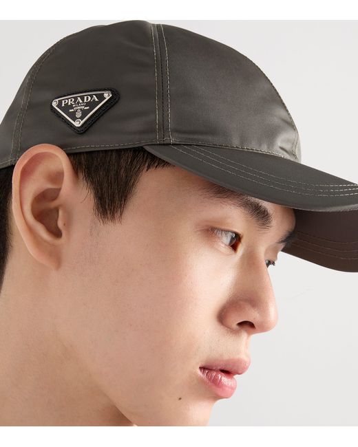Prada Gray Re-Nylon Baseball Cap for men