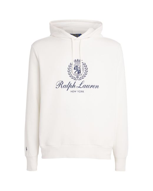 Polo Ralph Lauren White Cotton-Blend Polo Crest Hoodie for men