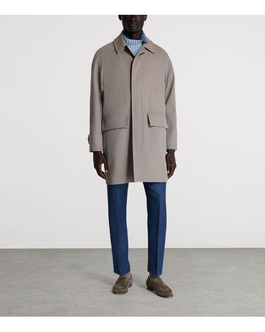 Dunhill Gray Virgin Wool Coat for men