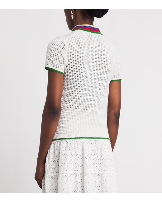 Polo Ralph Lauren White Crochet Polo Pony Polo Shirt
