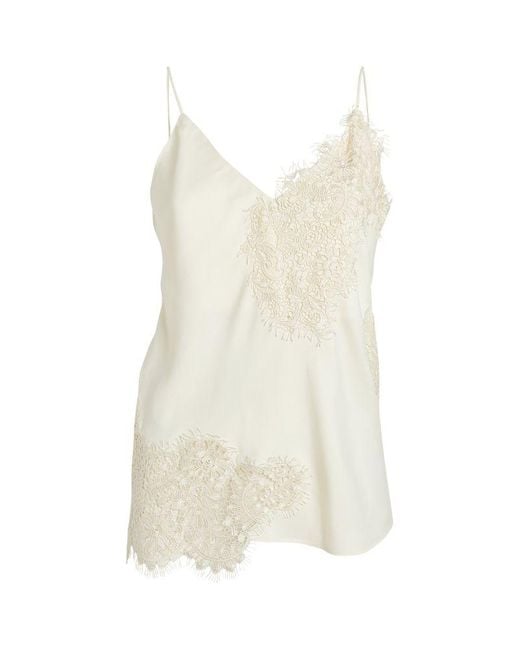 Rohe White Satin Lace-Trim Cami Top