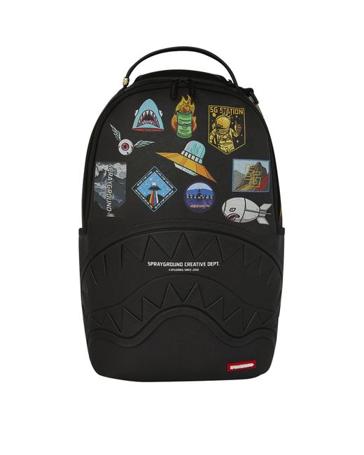 Sprayground Black Embossed Patch Backpack for men