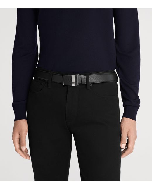 Dunhill Black Leather Automatic Longtail Buckle Belt for men