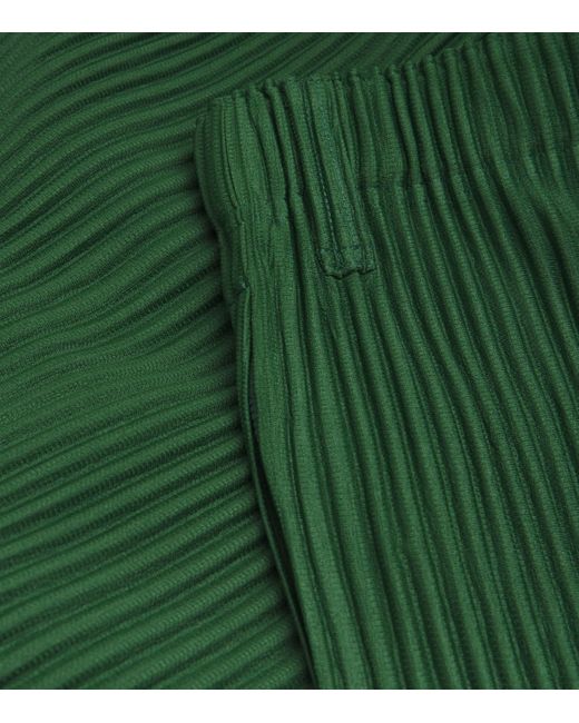 Homme Plissé Issey Miyake Green Pleated Straight Trousers for men