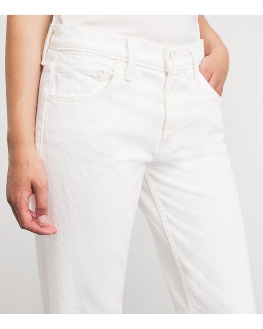 Mother White The Bookie Skimp Wide-Leg Jeans