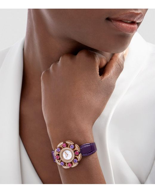 BVLGARI White Rose, Diamond, Amethyst And Rubellite Divas' Dream Watch