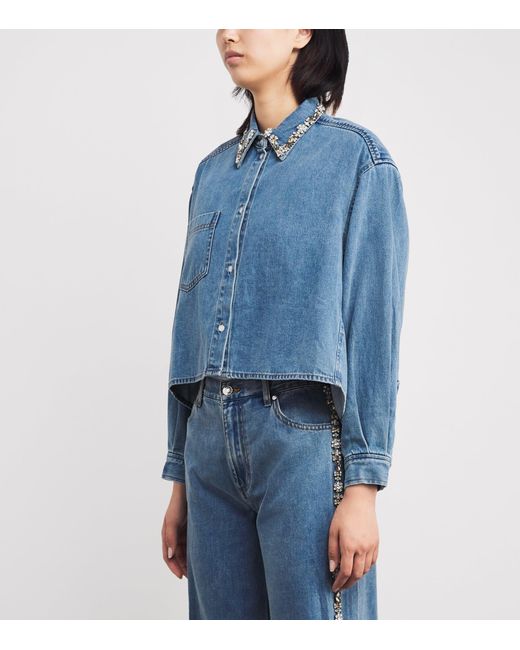 Sandro Blue Denim Embellished Shirt