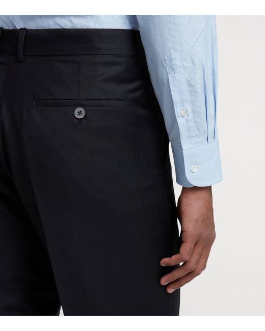 Dunhill Blue Cotton Micro Check Dress Shirt for men