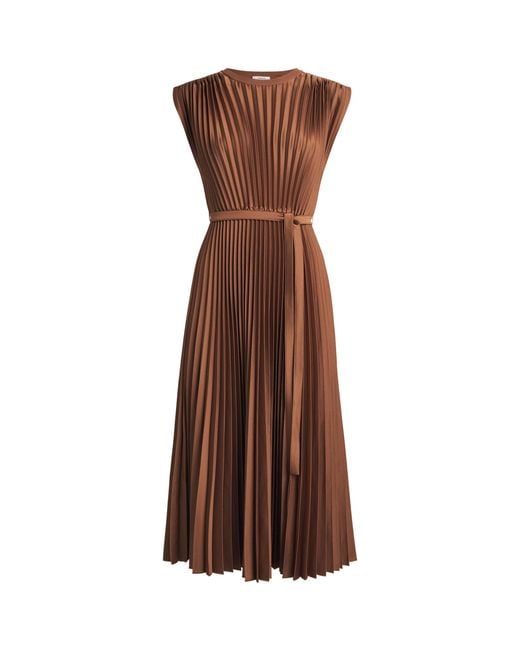 Joseph Brown Crepe Plissé Volta Midi Dress
