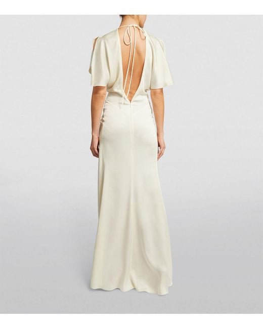Victoria Beckham White Gathered-waist Maxi Dress