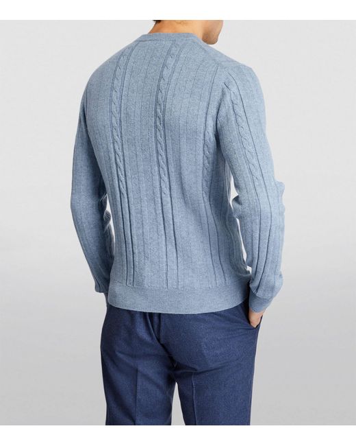 FIORONI CASHMERE Blue Cashmere Cable-knit Sweater for men