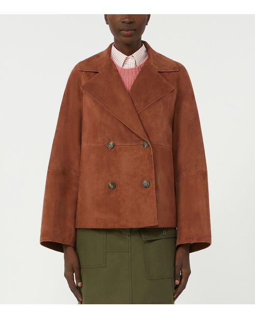 Weekend by Maxmara Brown Suede Double-Breasted Jacket