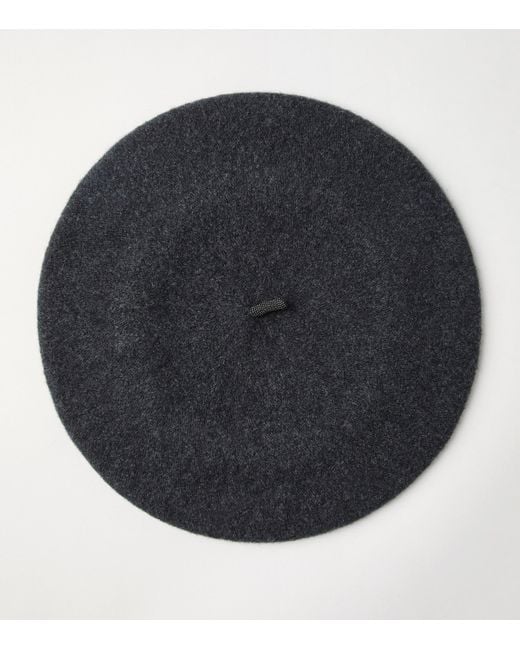 Brunello Cucinelli Black Wool Beret