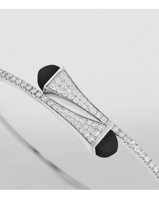 Marli New York White Midi, Diamond And Onyx Cleo Slip-On Bracelet