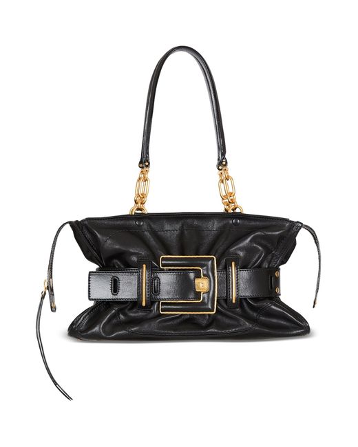 Balmain Black Small Leather Anthem Shoulder Bag