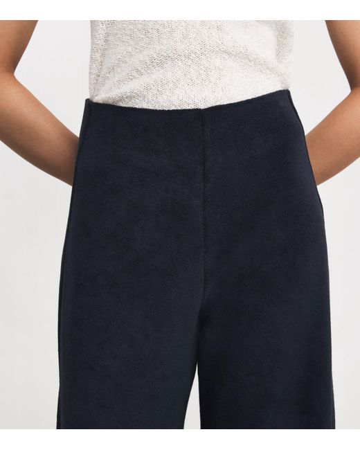 ME+EM Blue Cotton-Blend Towelling Palazzo Trousers