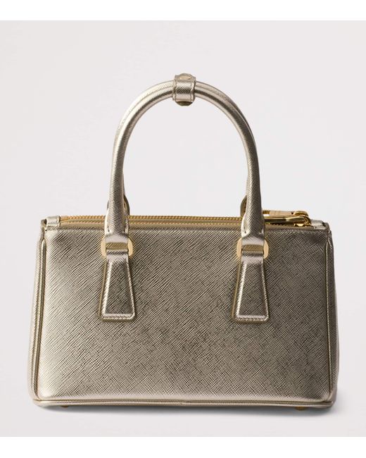 Prada Metallic Mini Patent Saffiano Leather Galleria Top-Handle Bag