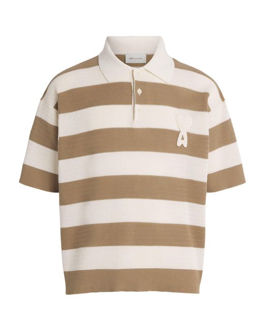 AMI White Cotton Ami De Coeur Polo Shirt for men