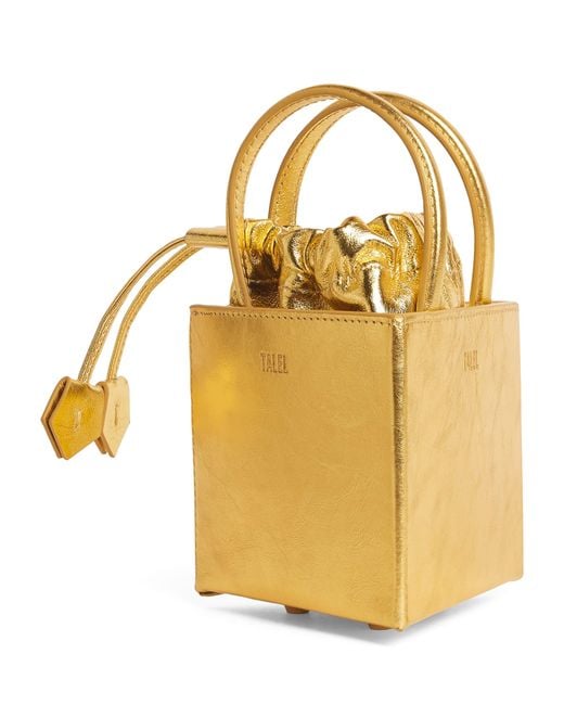 TALEL PARIS Metallic Leather Triangle Top-Handle Bag