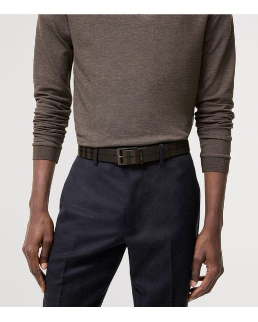 Burberry Brown Leather Reversible Belt for men