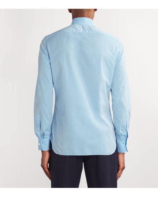 Isaia Blue Cotton Dress Shirt for men