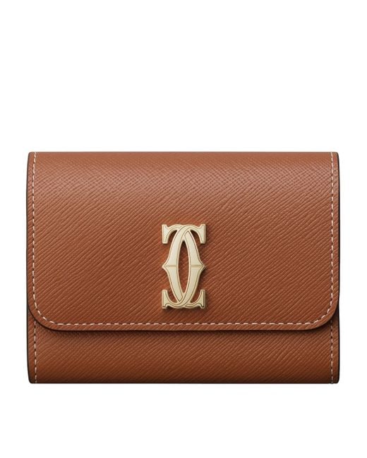 Cartier Brown Mini Leather C De Wallet