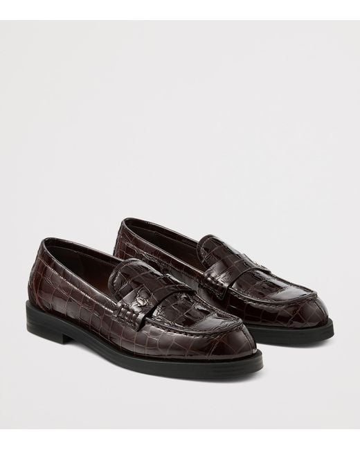Jimmy Choo Brown Ivy Croc-Embossed Leather Loafers