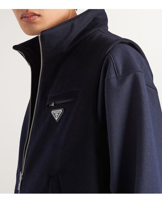 Prada Blue Triangle-Logo Cashmere Gilet for men
