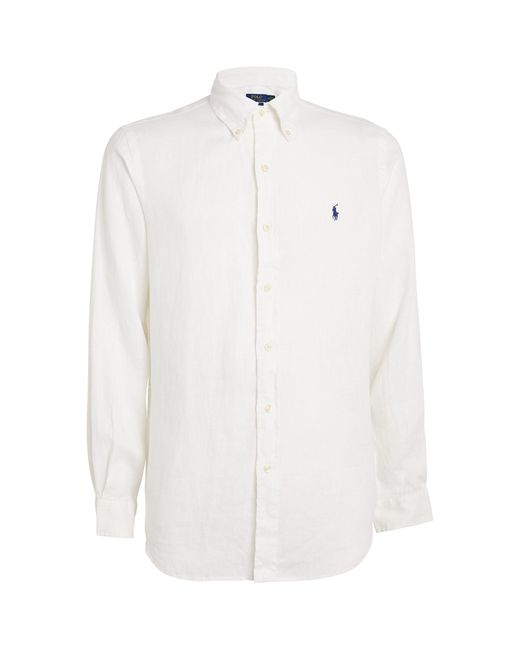 Polo Ralph Lauren White Linen Polo Pony Shirt for men
