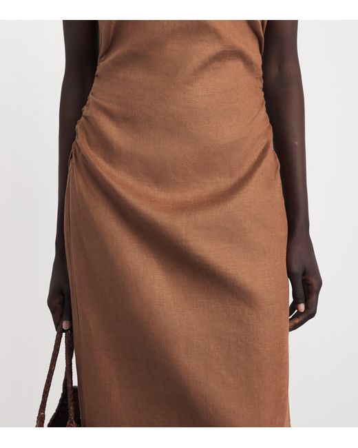 Sir Brown Linen Tommy Midi Dress
