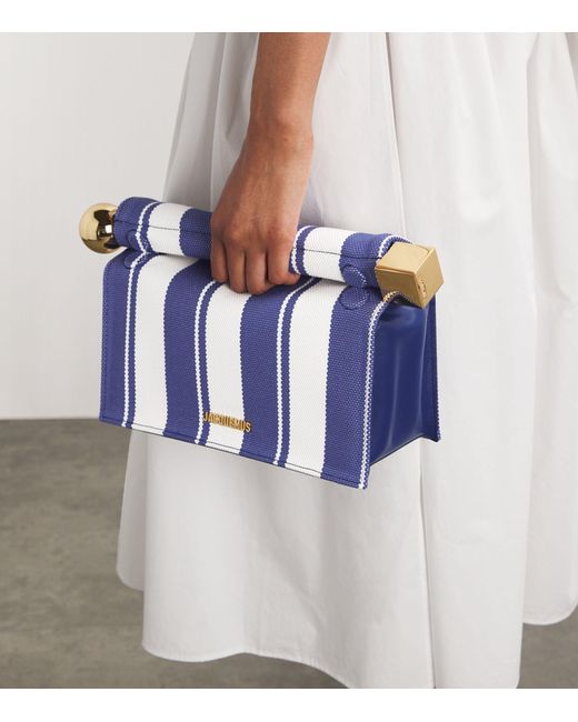 Jacquemus Blue Striped Take-out Clutch Bag
