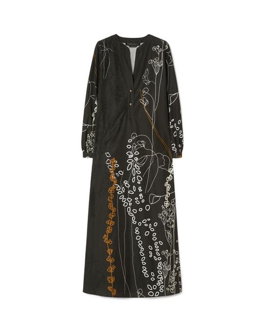Marina Rinaldi Black Cotton Printed Maxi Dress
