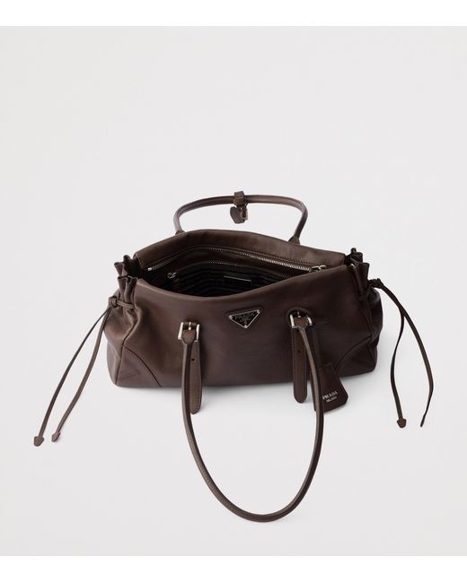 Prada Black Medium Antiqued Leather Bonnie Shoulder Bag
