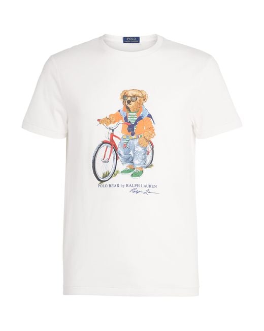 Polo Ralph Lauren White Cotton Polo Bear Bicycle Slim T-Shirt for men