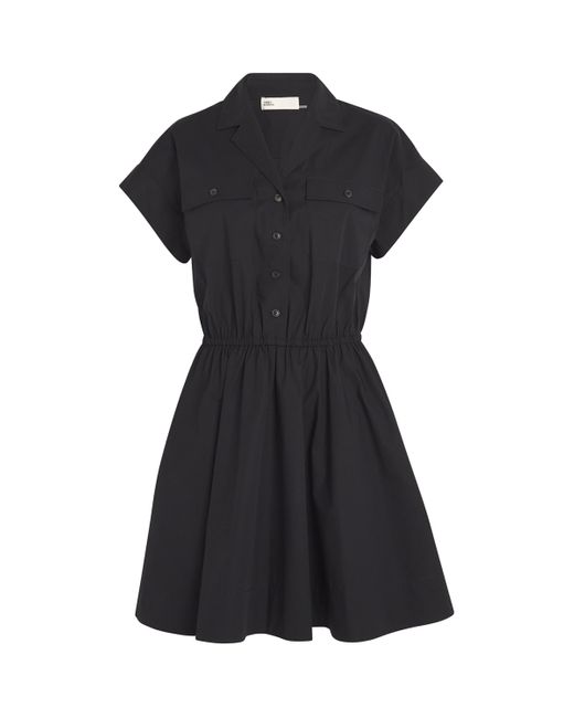 Tory Burch Black Cotton Poplin Shirt Mini Dress