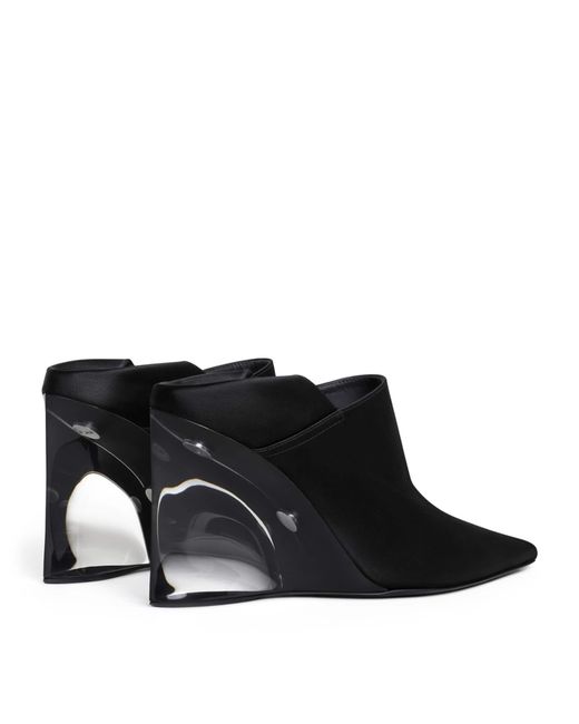 Alaïa Black Satin Invisible Wedge Mules 90