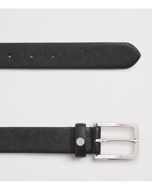 Harrods Black Saffiano Leather Logo Belt for men
