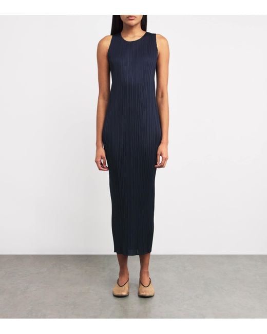 Pleats Please Issey Miyake Blue New Colorful Basics Midi Dress