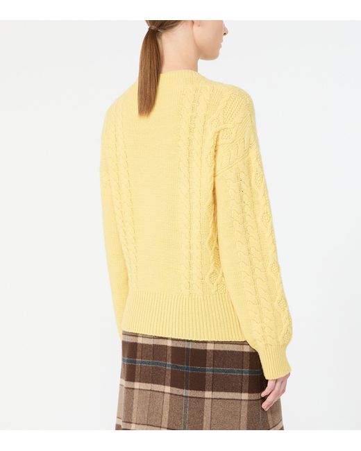 Weekend by Maxmara Yellow Wool Cable Knit Sweater