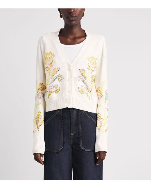 Cinq À Sept White Embroidered Nikko Cardigan